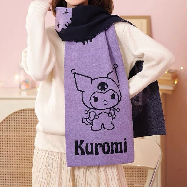 Kuromi Hat/Scarf+NIP 2 pair fuzzy☠️?+lip??balm+?Kuromi ID Lanyard Kuromi Fuzzy Pom Trapper Hat | Hot Topic main image 3