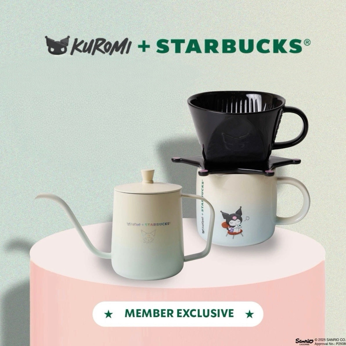 ☕ Starbucks x Kuromi Limited Coffee Drip Set – Kettle & Ceramic Mug