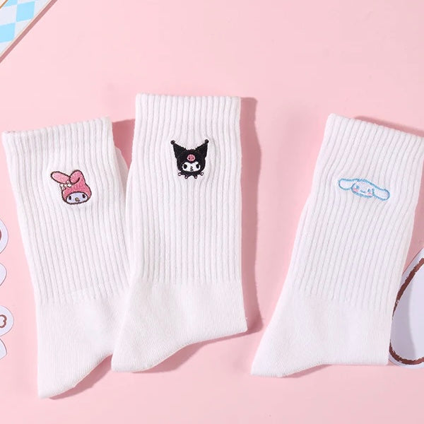 Miniso x Sanrio Kuromi Embroidery Crew Socks