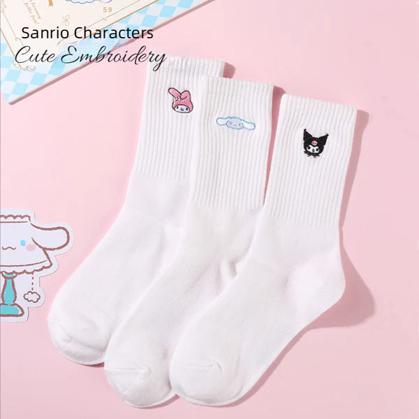 Miniso x Sanrio My Melody Embroidery Crew Socks