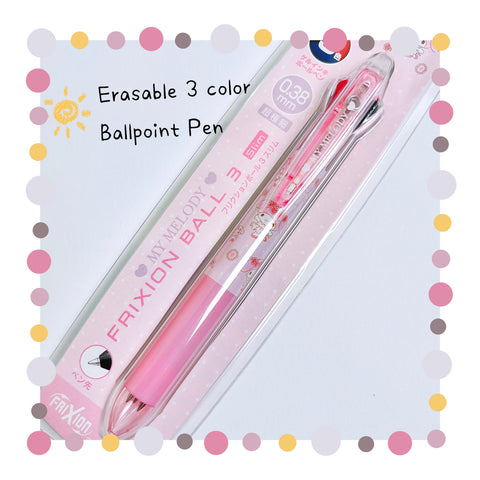 Sanrio Erasable Clip-On 3 color Pen