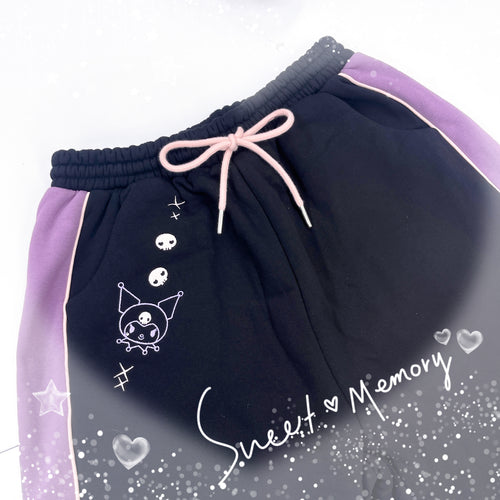 Sanrio Kuromi Embroidery Drawstring Jogging Pants