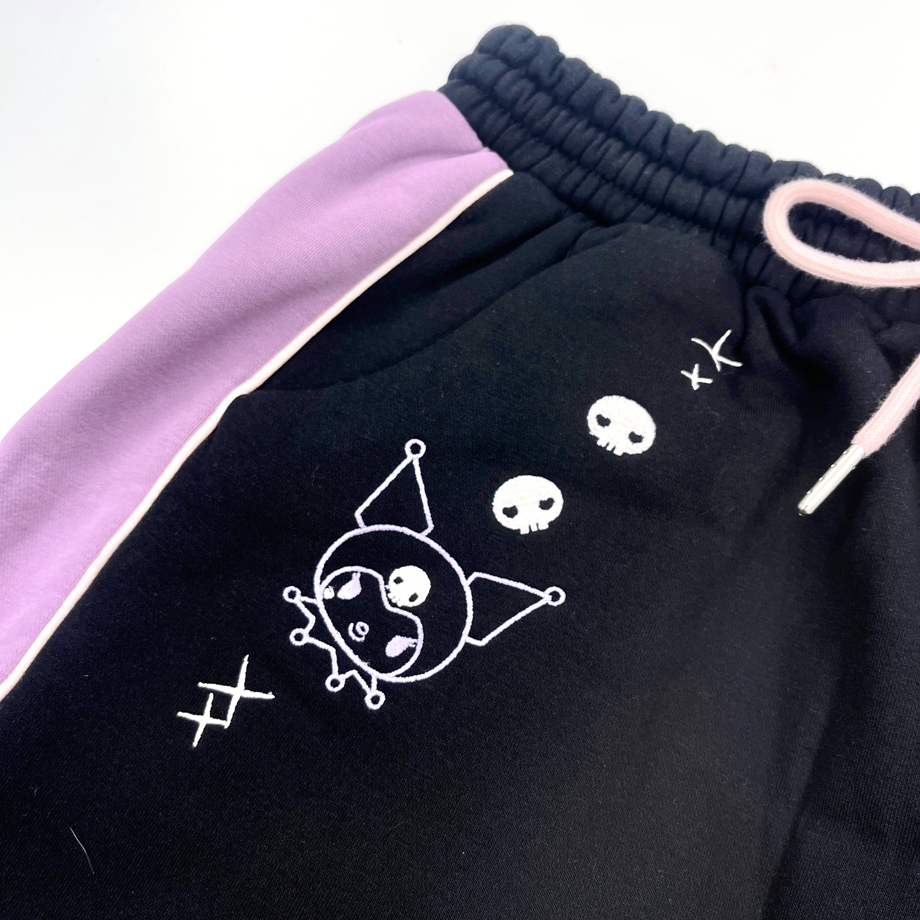 Sanrio Kuromi Embroidery Drawstring Jogging Pants