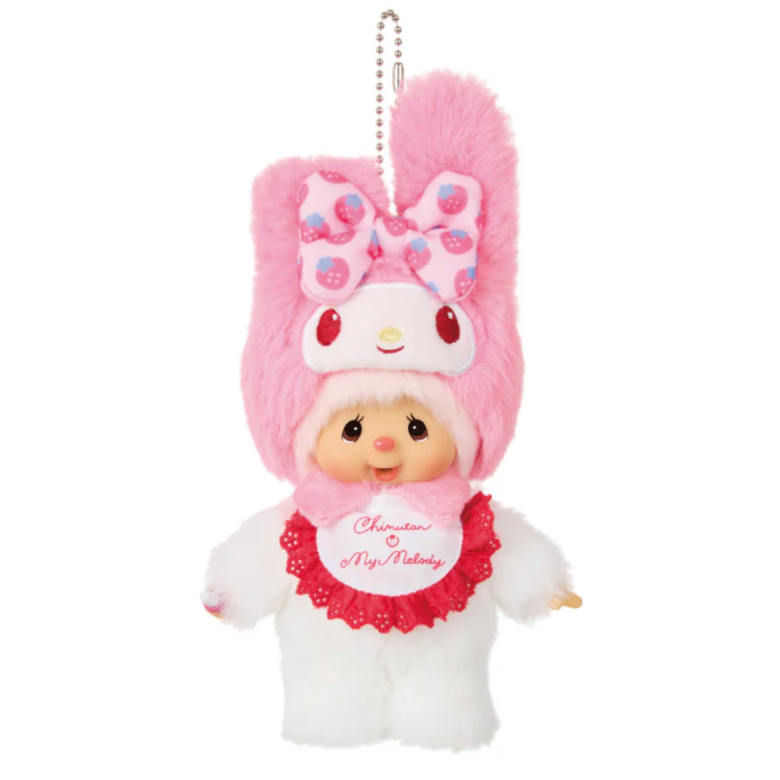 🧸 Monchhichi Chimutan x Sanrio My Melody Plush Keychain (Japan Exclusive)