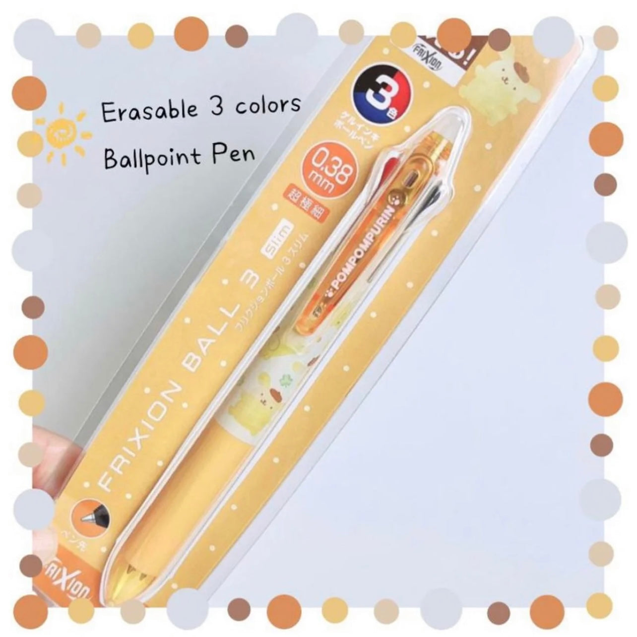 Sanrio Erasable Clip-On 3 color Pen