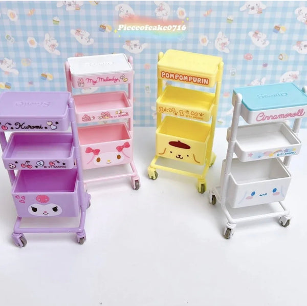 Sanrio Mini 3-Tier Rolling Cart Toy