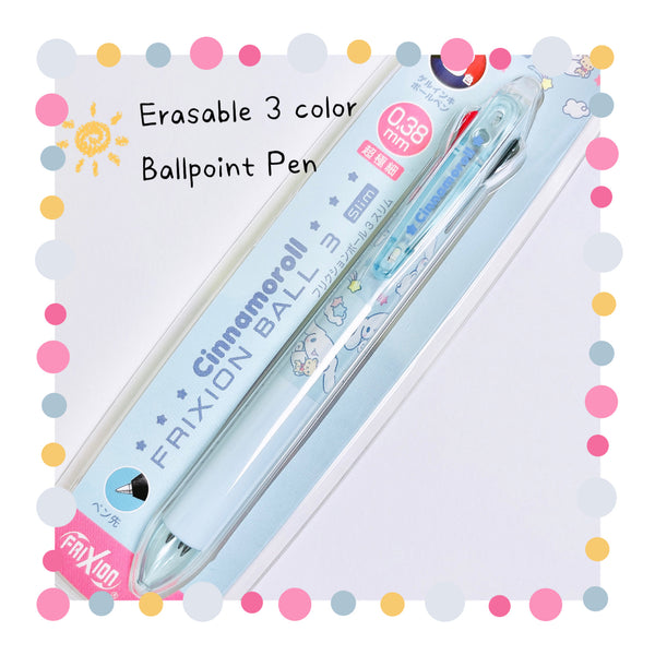 Sanrio Erasable Clip-On 3 color Pen